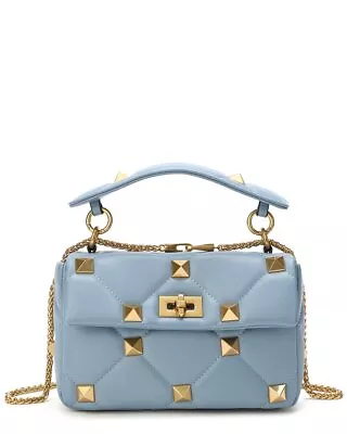 Tiffany & Fred Paris Quilted & Studded Leather Messenger Bag Women's Blue • $149.99