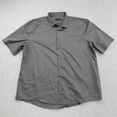 JF J. Ferrar Shirt Mens XXL Grey Short Sleeve Button Front Casual Slim Stretch • $14.88