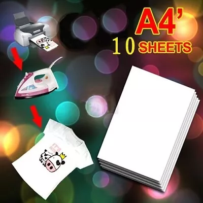 10Pcs A4 Size Inkjet Heat Transfer Iron Paper For Light Fabrics T-Shirt Diy  • $5.99