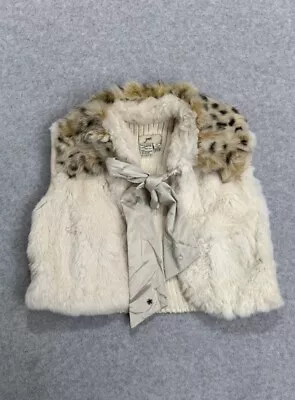 Vintage June Womens 100% Genuine Rabbit Fur 100% Silk Interior Coat Vest XL • $45