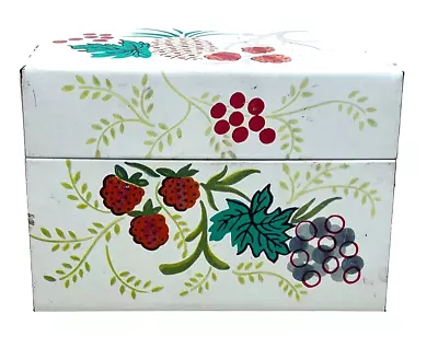 Metal Kitchen Recipe Box Tin J. Chein & Co Fruit Pineapple Berries USA Vintage • $9.99