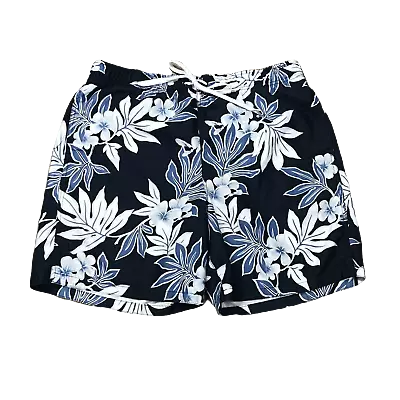 Merona Men's Swim Shorts ~ Sz XL ~ Blue & White ~ Elastic Waist ~ Netted Lining • $12.59