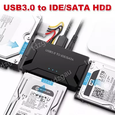 USB 3.0 To IDE/SATA 3.5  2.5  Hard Drives Converter External SSD HDD Adapter Kit • $29.45