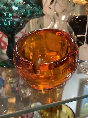 Vintage MCM Viking Glass Persimmon Orange Orb Ashtray  • $40