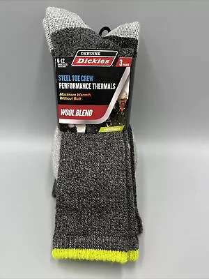 3 Pack Dickies Steel Toe Crew Socks Performance Thermals Midweight Charcoal • $17.05