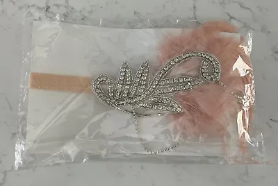 1920s Pink Feather Headpiece Flapper Headband • $9.99