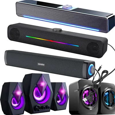 MULTIMEDIA STEREO SPEAKERS SYSTEM Colorful Light LAPTOP DESKTOP PC Speaker • £16.14