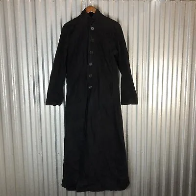 Vintage 90s Redballs On Fire London Black Gothic Duster Trench Coat Neo Matrix M • $99.99