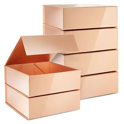 6 Pack Proposal Boxes 9.5 X 9.5 X 3.5 Inch Glossy Rose Gold Magnetic Gift Box • $30.99