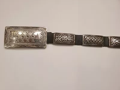 Vintage Navajo Sterling Silver / Leather Concho Belt By Vincent J. Platero • $1495