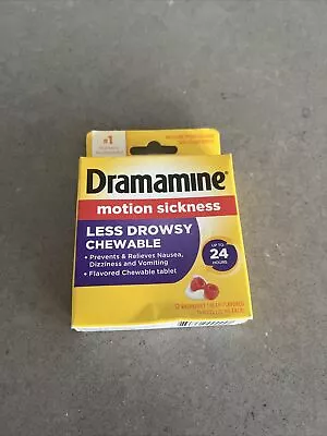 Dramamine Less Drowsy Chewable 12 Raspberry Cream Chews | Exp 05/2024 FAST SHIP • $9.95