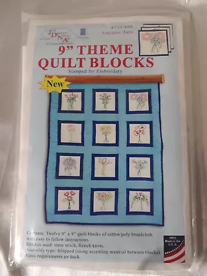 JDNA 9  Theme Quilt Blocks Antique Jars #737-650 Hand Embroidery Pattern NIP • $12.64