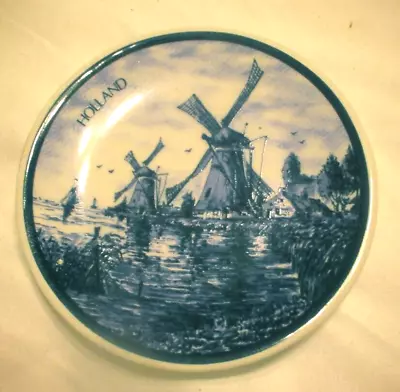 Miniature Delfts Blauw Holland Blue And White Plate - Windmills • $3.99