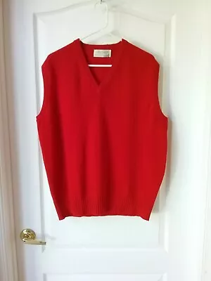 NWOT! Vintage McGeorge Of Dumfries RED Wool V Neck Sweater Vest  W 7cm/46  • $29.95