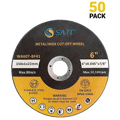 50 Pack 6 Inch Cut-Off Wheels Angle Grinder Stainless Steel & Metal Cutting Disc • $47.99