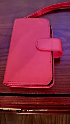 Cherry Red Cell Phone Case Wallet 5 1/2  X 2 1/2  Magnetic Closure Wrist Strap • $8.99