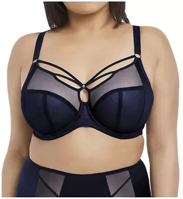 4350 ELOMI SACHI BLACK UNLINED LACE BRA US 38DD Black • $36.29