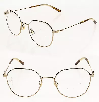 GUCCI 0684 Gold Ivory Marble Stripe Wire Logo Unisex Eyeglasses 51mm GG0684O 001 • $253.44