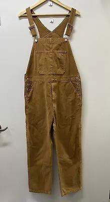 Levis Overalls Mens Large Red Tab Loose Relaxed Fit Bib Distressed Workwear Tan • $47.82