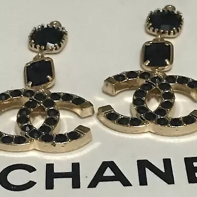 Beautiful Vintage Chanel Button Parts 2 Pc-Crystal Gold Charm Zipper Pendant CC • £70