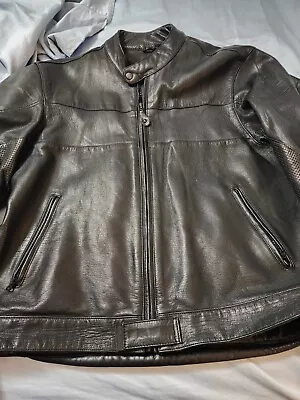 LEATHER MOTORCYCLE MOTO JACKET MEN'S Black (pads Not Included) • $125