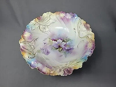 RS Prussia Germany Porcelain Serving Bowl Carnation Mold C. 1900 10 1/4  • $125