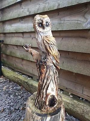 £89.99 • Buy Chainsaw Carved  Owl With Mouse