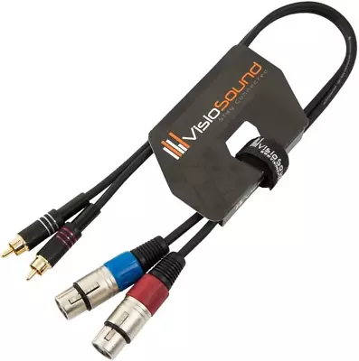 2 X Female XLR To 2 X RCA Gold Phono Plug Twin Lead/Audio Signal Patch Cable • £13.95