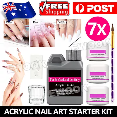 $15.95 • Buy Acrylic Nail Art Starter Kit Clear White Pink Acrylic Powder 120ML Liquid Set AU