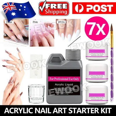 $15.95 • Buy Acrylic Nail Art Starter Kit Clear White Pink Acrylic Powder 120ML Liquid Set AU