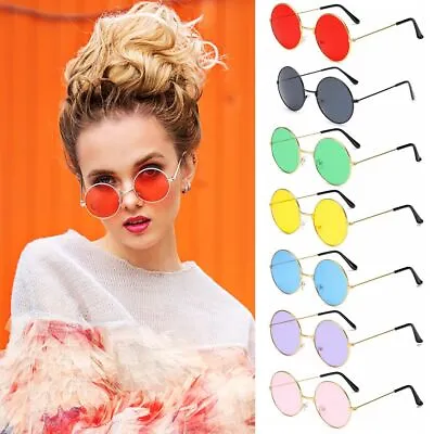 $10.45 • Buy Disco Women Men Hippie Eyewear Metal Sunglasses Round Sunglasses Circle Glasses