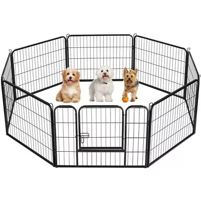 $69.68 • Buy 24''H 8 Panels Dog Playpen Metal Portable Heavy Duty Pen Fence Outdoor/Indoor 