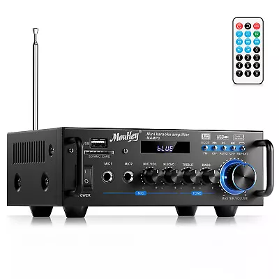 🔊 Moukey Audio Power Amplifier Bluetooth 100W MP3/USB/SD Readers 2 Mic Input • $37.79