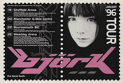 £3.50 • Buy Bjork - UK Tour Dates January 1996 - Half Size Magazine Advert
