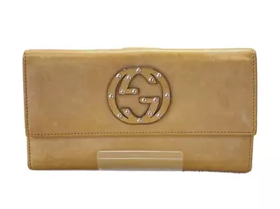 Auth Used GUCCI Purse Long Leather Wallet Interlocking K03446 Beige Soho Studs • $86.85