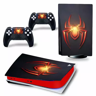 $19.95 • Buy Playstation 5 PS5 Disk Console Skin Spiderman Logo +2 Controllers