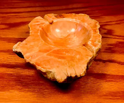 Vintage Genuine Marble Alabaster Ashtray MCM Hand Carved Italy Orange/Pink Stone • $68