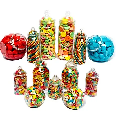 13 Plastic Sweet Jars Assorted Storage Tubs Retro Candy Buffet Wedding Party • £18.99