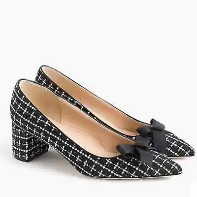 J. CREW Avery Tweed Bow Pumps Black White • $64