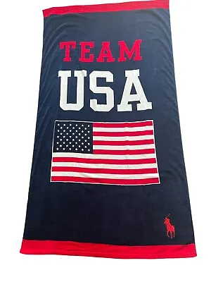 Polo Ralph Lauren Large Beach Towel Logo Embroidered Pony Team USA 40” X 70” • £56.86