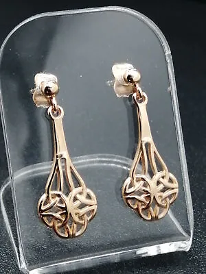 9ct Rose Gold Celtic Knot Drop Earrings • £94.99