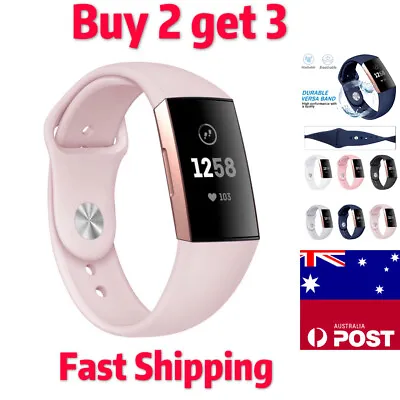 Fitbit Charge 3 4 Watch Soft Silicone Replacement Band Strap Wristband Strap Au • $3.99