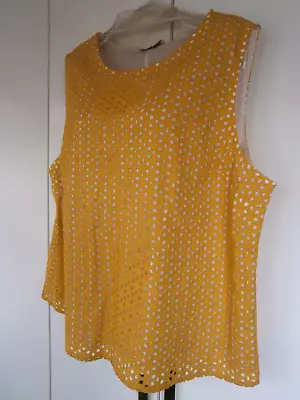 Tu Mustard Colour Vest Top Size 20 Smart Cotton Top • £8.99