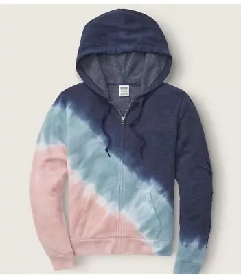 Victorias Secret Pink Perfect Full Zip Hoodie Ensign Tie Dye XL • $65.99