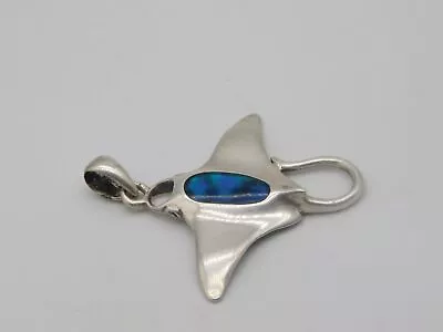 Vintage Sterling Silver Opal Stone Figural Sting Ray Fish Pendant • $95