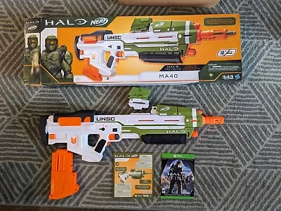 NERF Halo MA40 Motorized Dart Blaster! Rare With Box And Halo Skin (No Darts) • $70