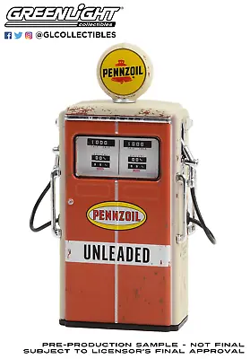 Greenlight 1/18 Vintage Gas Pumps S14 PENNZOIL 1954 Tokheim 14140C • $10.99