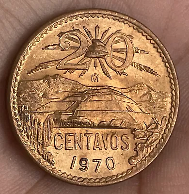 Mexico 1970 20 Centavos High Grade Very Nice Condition Dg2 • $9.99