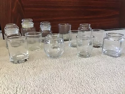 Mixed Lot Of 13 NEW Clear Glass Votive Candle Holders Trinket Jars 3 W/Lids Tops • $6.50