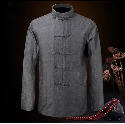 Chinese Tang Suit Men's Cotton Traditional Coat Clothing Kung Fu Tai Chi Uniform • £28.46